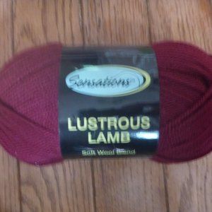1 Skein Sensations Lustrous Lamb Wool Blend Yarn - Color Maroon - 308 yds.